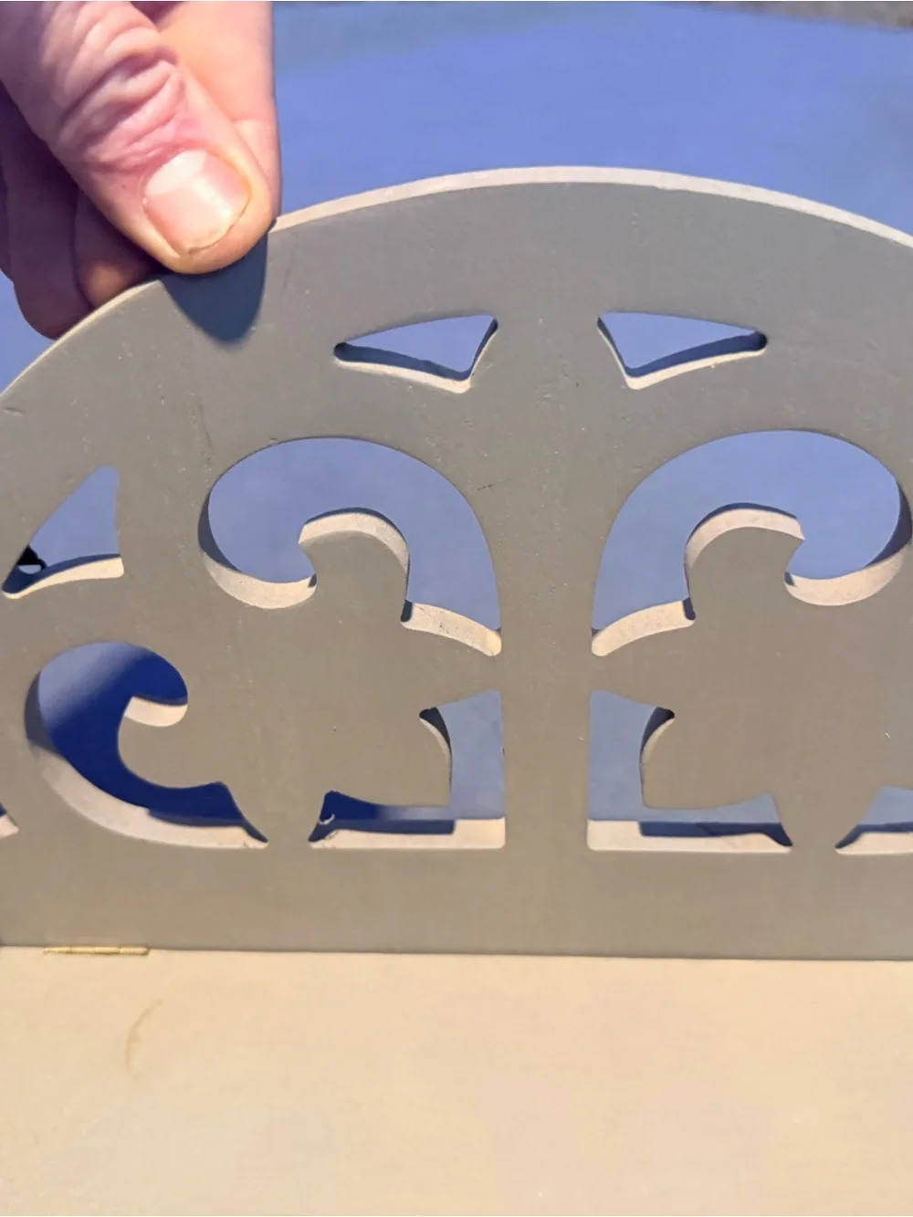 Decorative Wall Shelf with Cutout Design in Beige